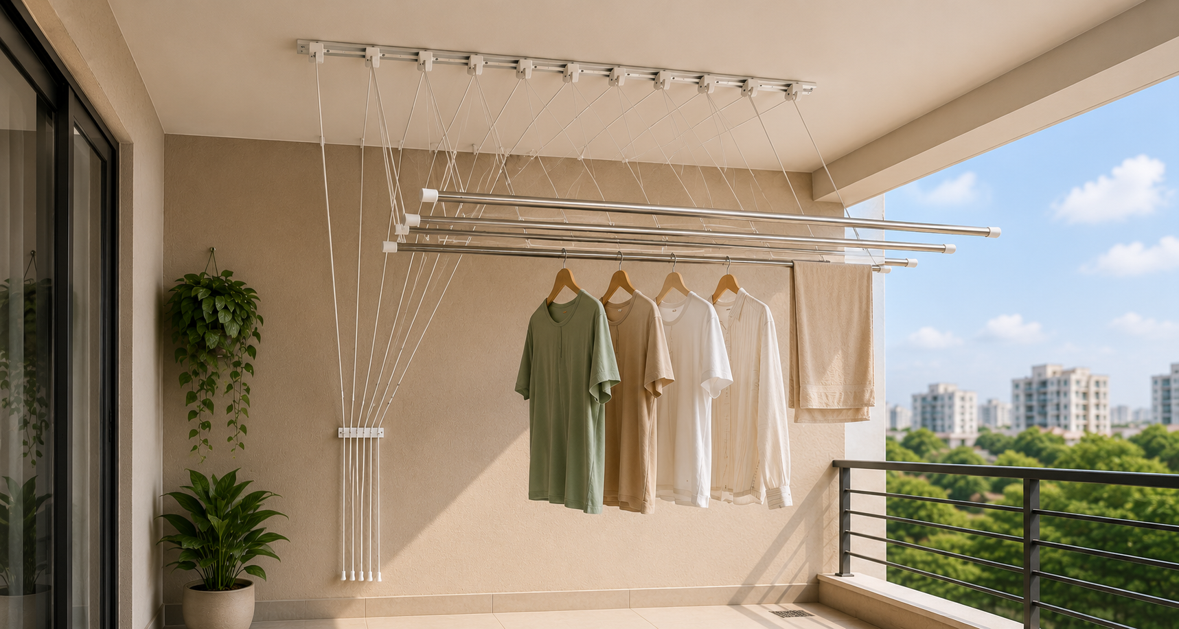 Cloth hanger installation in Bangalore by Divi Safety Nets