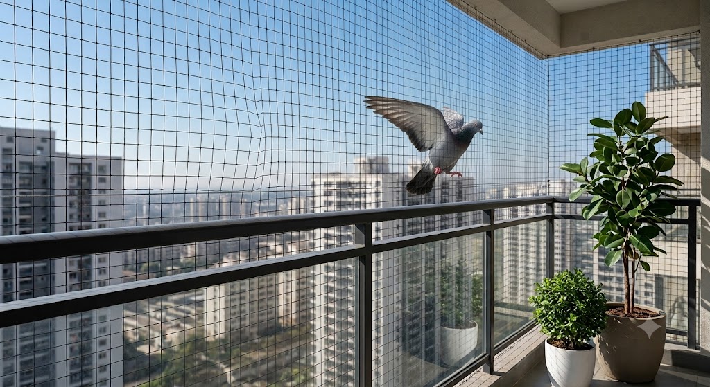 Pigeon safety nets for balconies