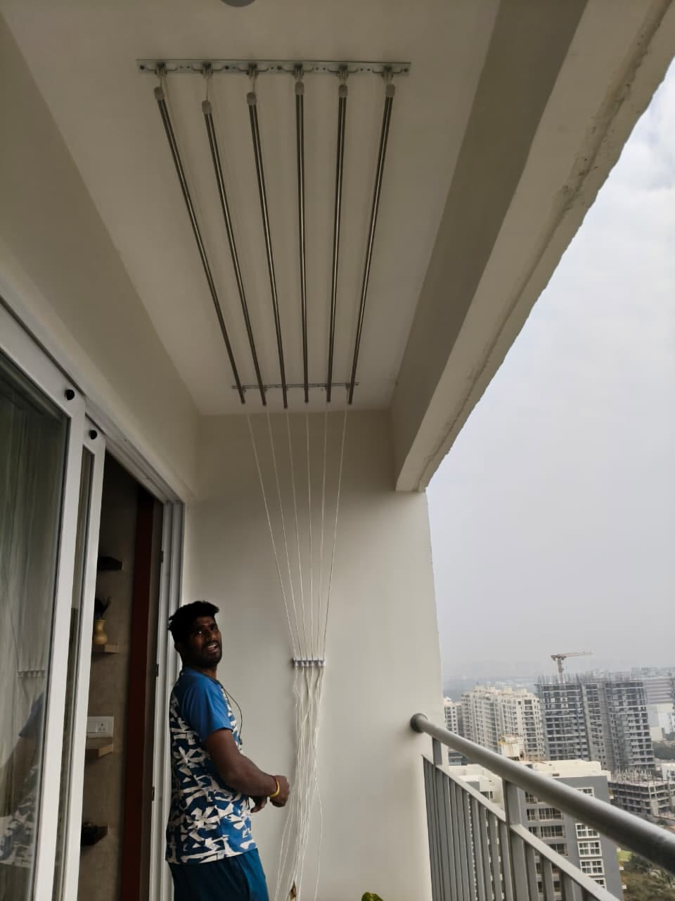 Divi Safety Nets professional cloth hanger installation in Bangalore